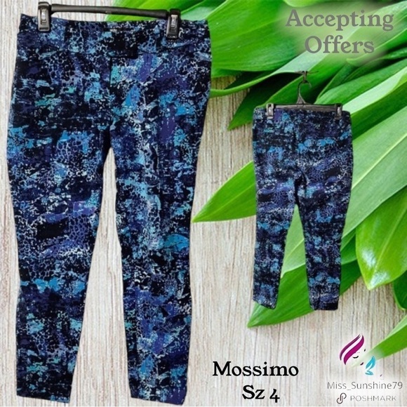 Mossimo Supply Co. Pants - Mossimo - Sz 4 - ankle pants - blue mosaic pattern - reminds of the ocean